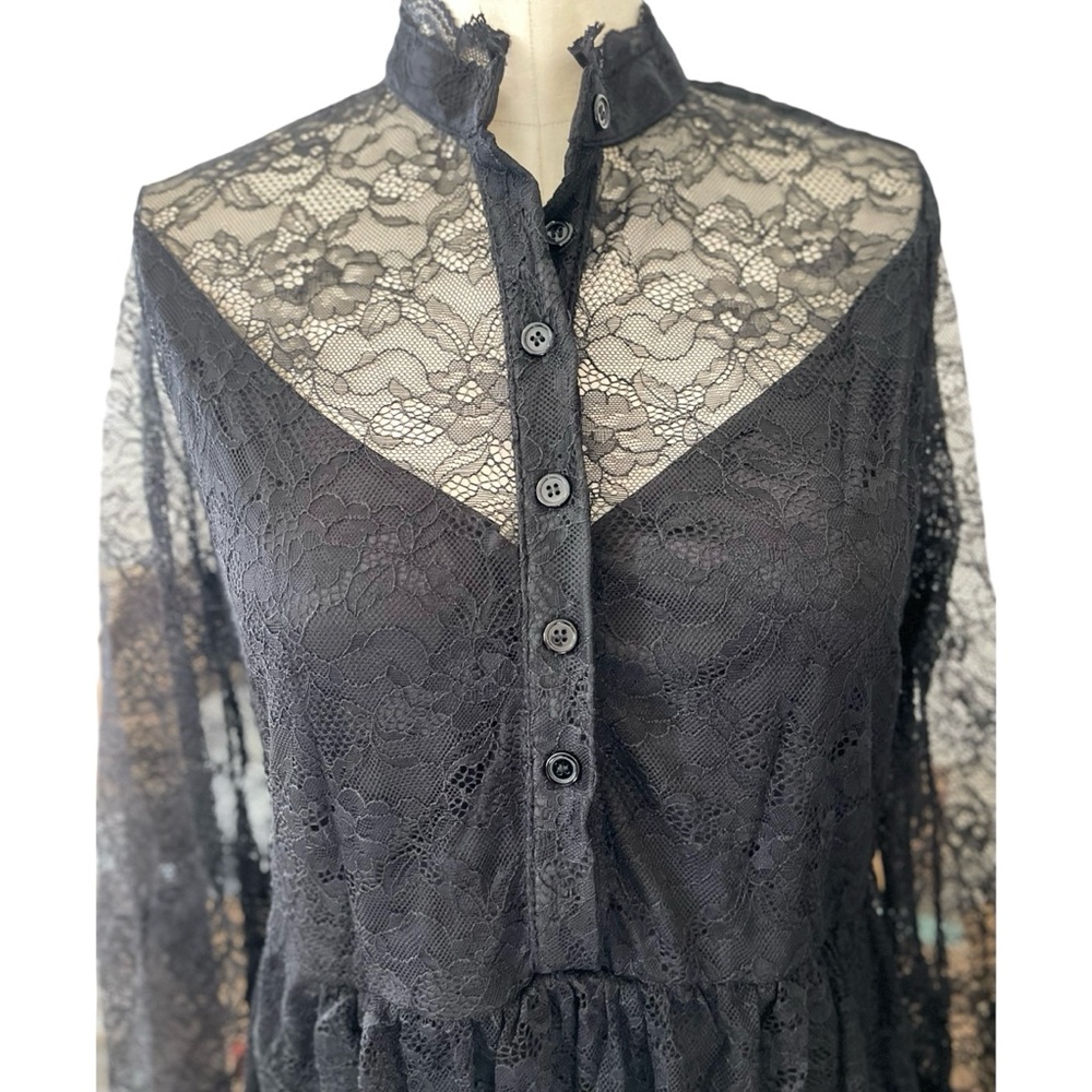 ❤️ Dark Victorian x Gothic Black Long Sleeved Maxi Dress - Picture 5 of 11